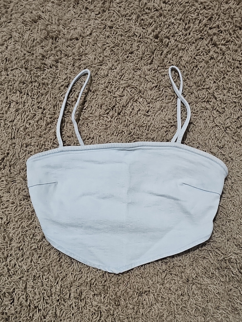Zara Handkerchief Top Denim Cropped Tank Bandana Small Bandeau